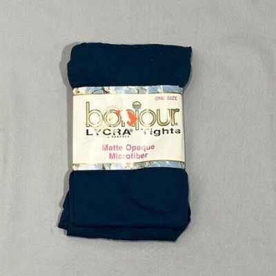 Vintage Bonjour Lycra Spandex Tights Matte Opaque Microfiber Teal One Size